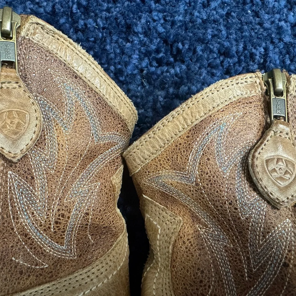 Ariat Brown Cowboy Western Ankle Boots - Picture 7 of 9